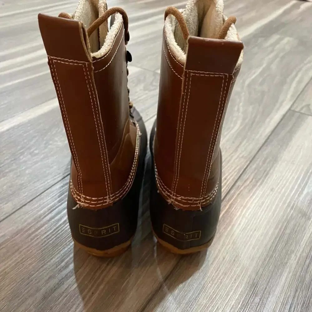 Esprit Harbour Women's Brown Faux Fur Lined Lace-Up Duck Boots Size 8M
